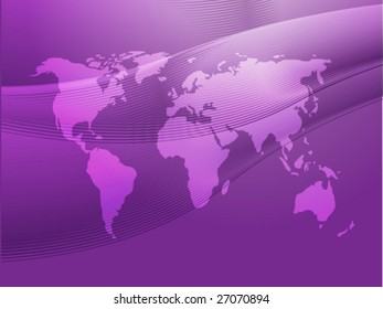 Map of the world illustration, with abstract curved lines