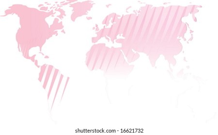 Map of the world illustration, with abstract line streaks
