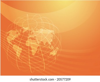 Map of the world illustration, with globe grid