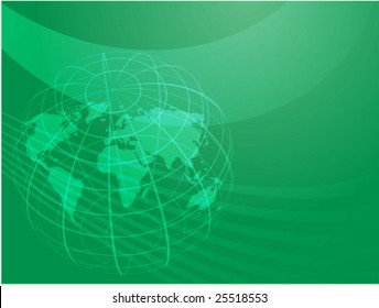 Map of the world illustration, with globe grid