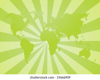 Mapa de la ilustración mundial, con fondo radial