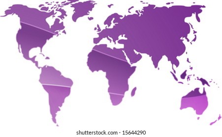 Mapa de la ilustración del mundo, colores simples de gradiente de contorno