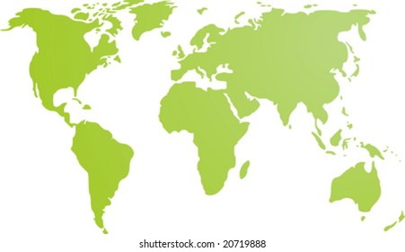 Map Of The World Illustration, Simple Outline Gradient Colors