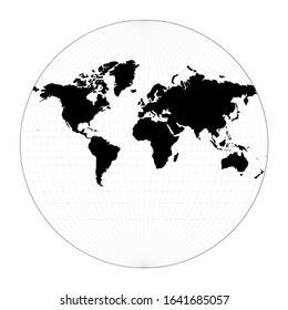 Map of the world illustration. Van der Grinten III projection. Plan world geographical map with graticlue lines. Vector illustration.