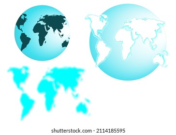 Map of the world illustration. Van der Grinten III projection. Plan world geographical map with graticlue lines. Vector illustration.