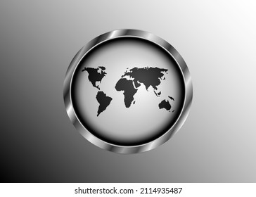 Map of the world illustration. Van der Grinten III projection. Plan world geographical map with graticlue lines. Vector illustration.