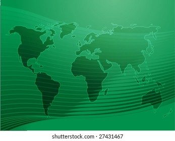 Mapa de la ilustración mundial, con curvas de degradado onduladas
