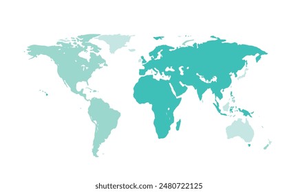 Map of world isolated modern colorful style. for website layouts, background, education, precise, customizable, Travel worldwide, map silhouette backdrop, earth geography, political, reports.