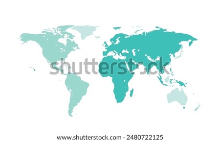 Map of world isolated modern colorful style. for website layouts, background, education, precise, customizable, Travel worldwide, map silhouette backdrop, earth geography, political, reports.