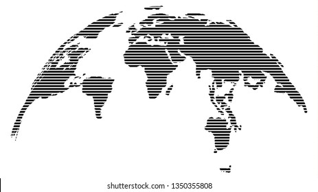 Map of the World Isolated on White Background with Stripe Code Texture. Global Finance System Concept. Vector Illustration