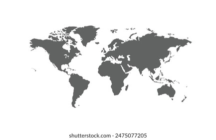 Map of world isolated on white background. for website layouts, background, education, precise, customizable, Travel worldwide, map silhouette backdrop, earth geography, political, reports.