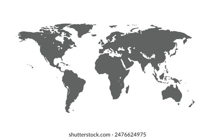 Map of world isolated on white background. for website layouts, background, education, precise, customizable, Travel worldwide, map silhouette backdrop, earth geography, political, reports.