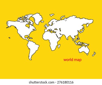 Map of the world isolated on yellow