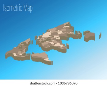 Map world isometric concept. Political World Map isometric 3D infographic. EPS World map infographics design template