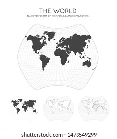 Map of the World. Larrivee projection. Globe with latitude and longitude lines. World map on meridians and parallels background. Vector illustration.