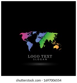 Map World Logo. Symbol & Icon Vector Template.