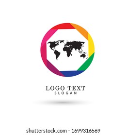 Map World Logo. Symbol & Icon Vector Template.