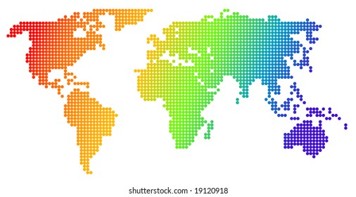 Map of the world, made from color dots