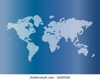 Map of the World made with rounded squares pattern