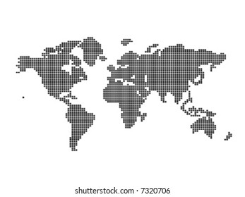 Map of the World made with rounded squares pattern