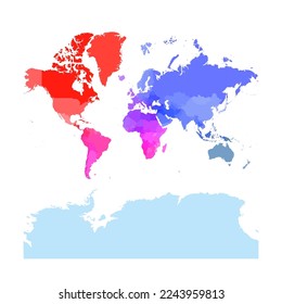 Karte der Welt. Merkator-Projektion. Hohe detaillierte politische Landkarte der Länder und abhängigen Gebiete. Einfache flache Vektorgrafik