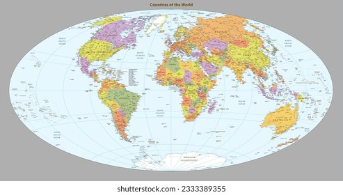 A map of the world with the name of the country on it.