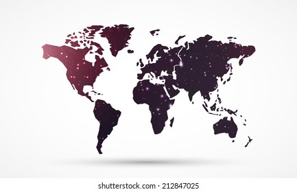 Map of world, nebula galaxy design