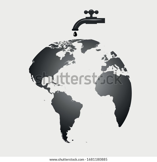 Map of world map, oil drop faucet valve, white\
background vector design