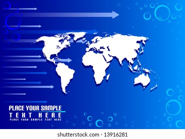 Map of the world on the blue background