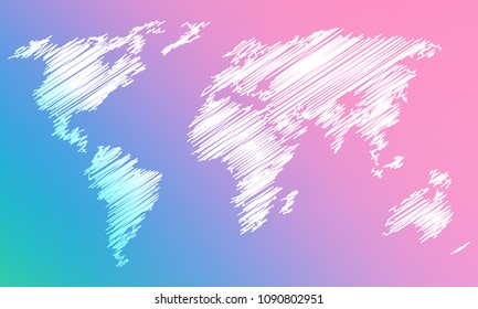Map of the world on blur background. vector illustration