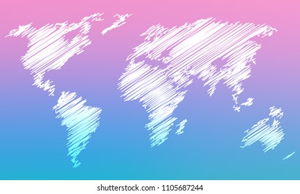 Map of the world on blur background. vector illustration