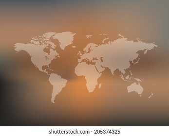 Map of the world on blur background,clean vector