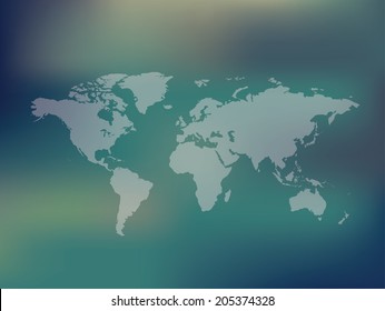 Map of the world on blur background,clean vector