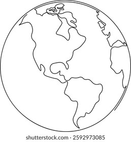 Map of the world on globe with focus on America