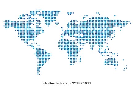 Map of the world with pattern of mosaic dots