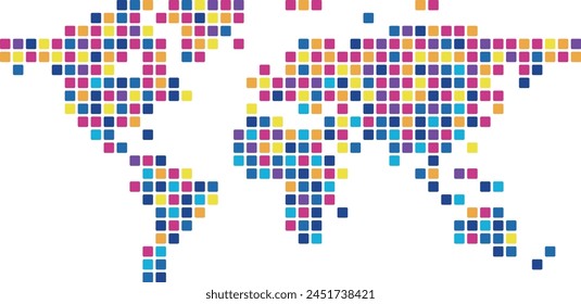 Map of the world with pattern of mosaic dots