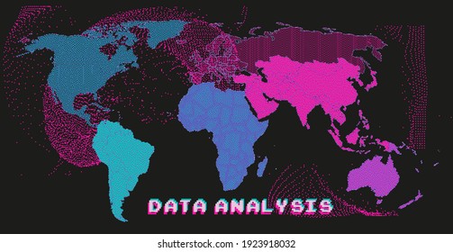 Map of the World in pixel art style. Retrofuturistic cyberpunk user interface, sci-fi hacker UI.