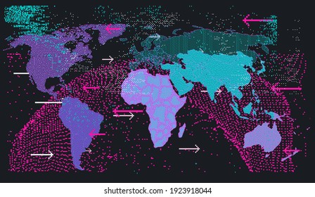 Map World Pixel Art Style Retrofuturistic Stock Vector (Royalty Free ...