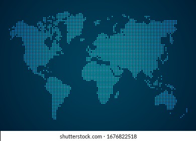 Map world point scales on dark background with Map World. Wire frame 3D mesh polygonal network line, design sphere, dot and structure. Vector illustration eps 10.