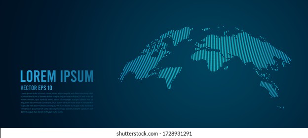 Map world point scales on dark background with Map World. Wire frame 3D mesh polygonal network line, design sphere, dot and structure. Vector illustration eps 10.