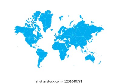 Map of World from Polygonal wire frame low poly mesh,World map Vector Illustration EPS10.