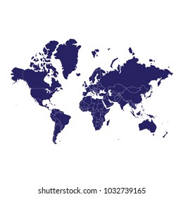 Map World - Russia Continents High color Light blue, Detailed vector map continent White background, world map - blue pastel graphic background . Vector illustration eps 10