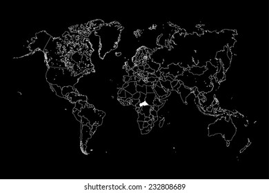 A Map of the world with a selected country of Central African Republic