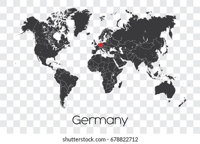 A Map of the World with the Selected Country of Germany