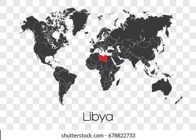 A Map of the World with the Selected Country of Libya