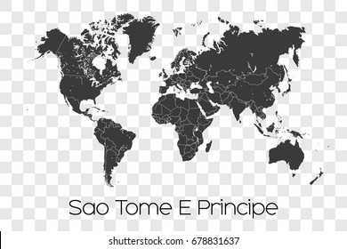 A Map of the World with the Selected Country of Sao Tome E Principe