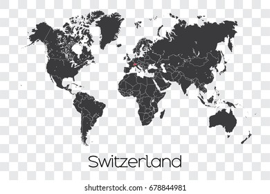 A Map of the World with the Selected Country of Swaziland