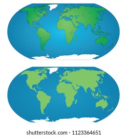 Map of the world showing continents made in hand draw contours and colored