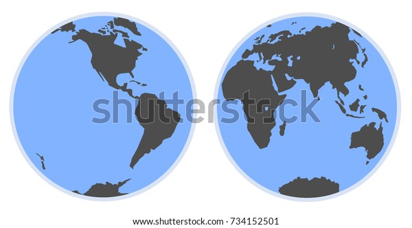 世界の地図 地球の東半球と西半球のシルエット のベクター画像素材 ロイヤリティフリー