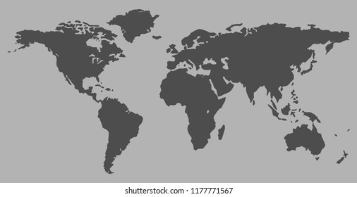 Map world simple black and white vector.